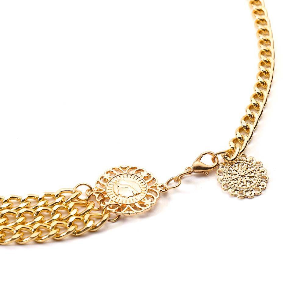 Decoration Zinc Zinc Alloy Chains Round Pendant Waist Chain Aluminum Chain Women Body Chain Metal Belts