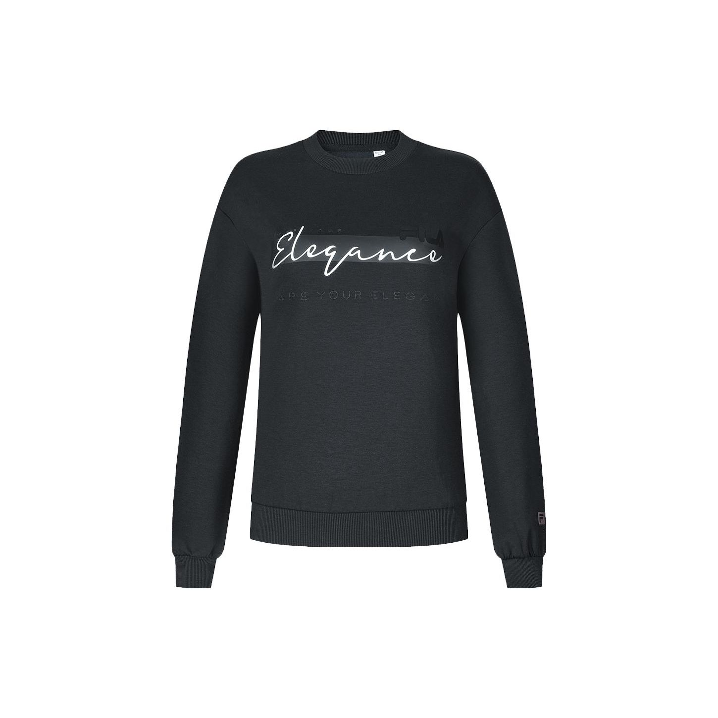 

FILA Letter Print Fitness Pullover Sweatshirt Women sweatshirt Deep-Black A11W341208F-BK M