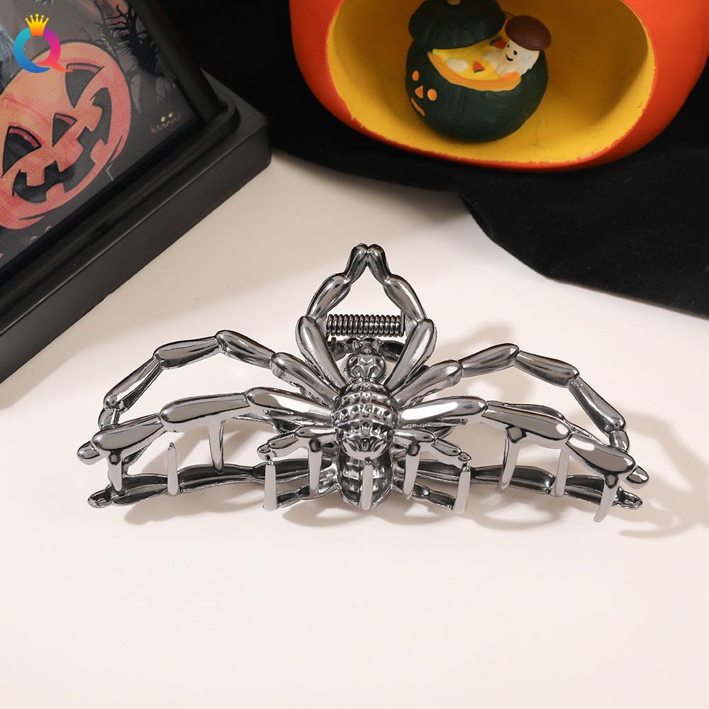 1 Pièce Halloween Pinces à Cheveux Araignée Noire avec Design de Charme Perle, Pinces à Cheveux Métal Gothique Punk Maintien Fort Accessoires Cheveux