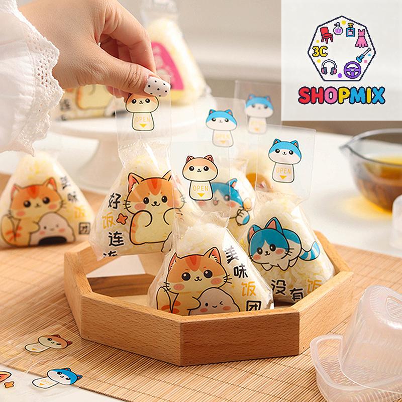 100Pcs Lovely Cartoon Triangle Rice Ball Packing Bag Seaweed Onigiri Sushi Making Mold Tools Bento Accessories