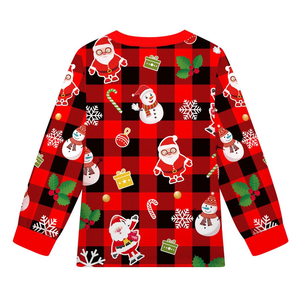 Kids Boys Girls Cartoon Santa Claus Christmas Tree Elk Print Long Sleeves T-Shirt Top Pants Trousers Clothes Set