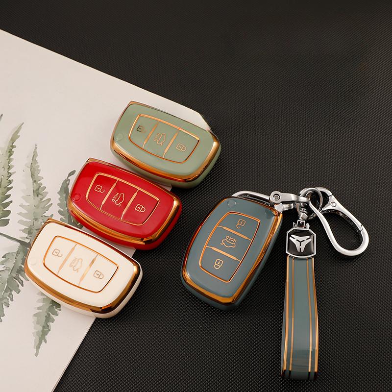 3 4 Button NEW TPU Car Smart Key Case Cover for Hyundai Tucson Santa Fe Rena Sonata Elantra Creta Ix35 Ix45 I10 I30 I40 Keychain