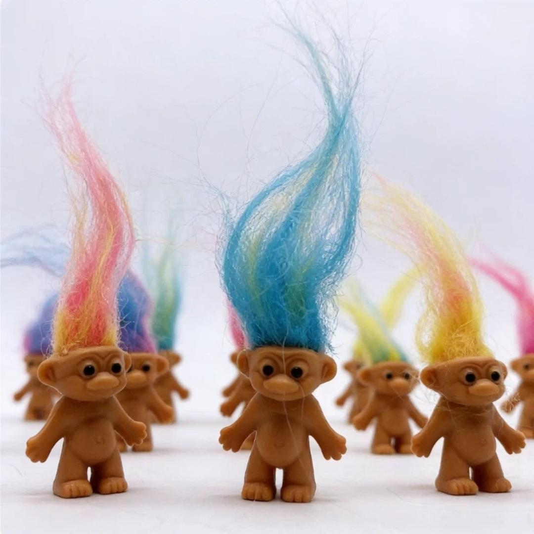 Topmix Unisex Troll Dolls Vintage Trolls Lucky Doll Figures Chromatic Adorable Cute Little Guys Collection, Party Favors Cartoon Anime Gifts