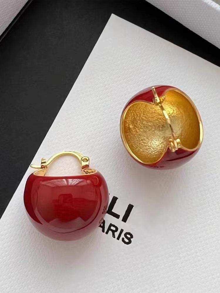 Vintage Green Enamel Ear Cuffs | Women's Luxury High-End Earrings | Retro Chic White Studs