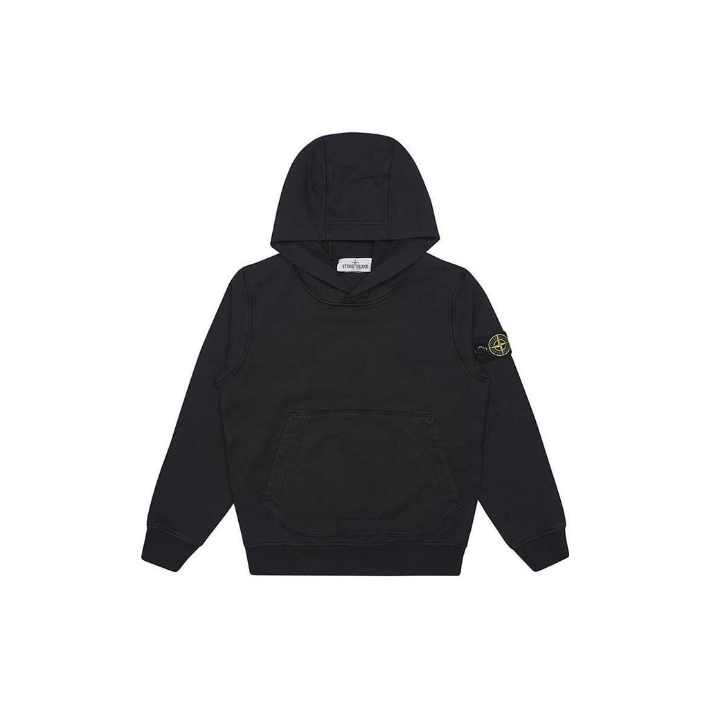 Stone Island Hoodie Solid Color Sports Hooded Kids hoodies Black 761661640-V0029