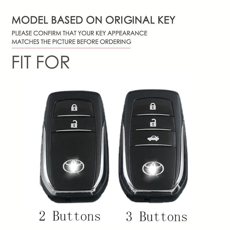 Genuine Leather Car Key Fob Case for Toyota Camry Corolla Avalon C-HR RAV4 Fortuner Key Cover Protector 2/3 Button Black Brown