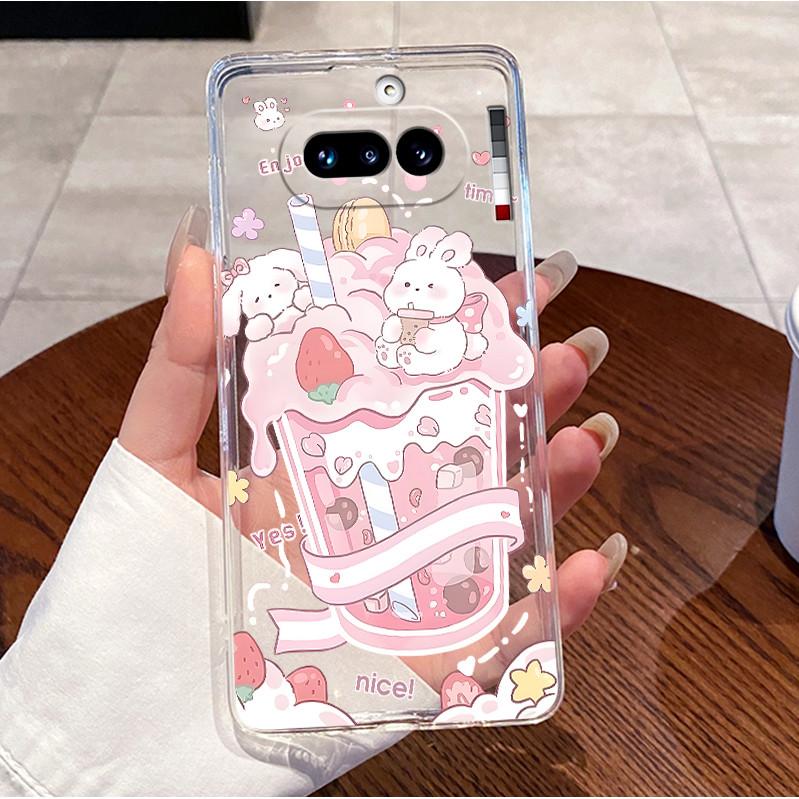 For Nothing Phone 4a 5G Case Clear Luxury Cute Love Rabbit Funny Pattern TPU Soft Silicone Back Cover For Nothing 4A 4 A Casing