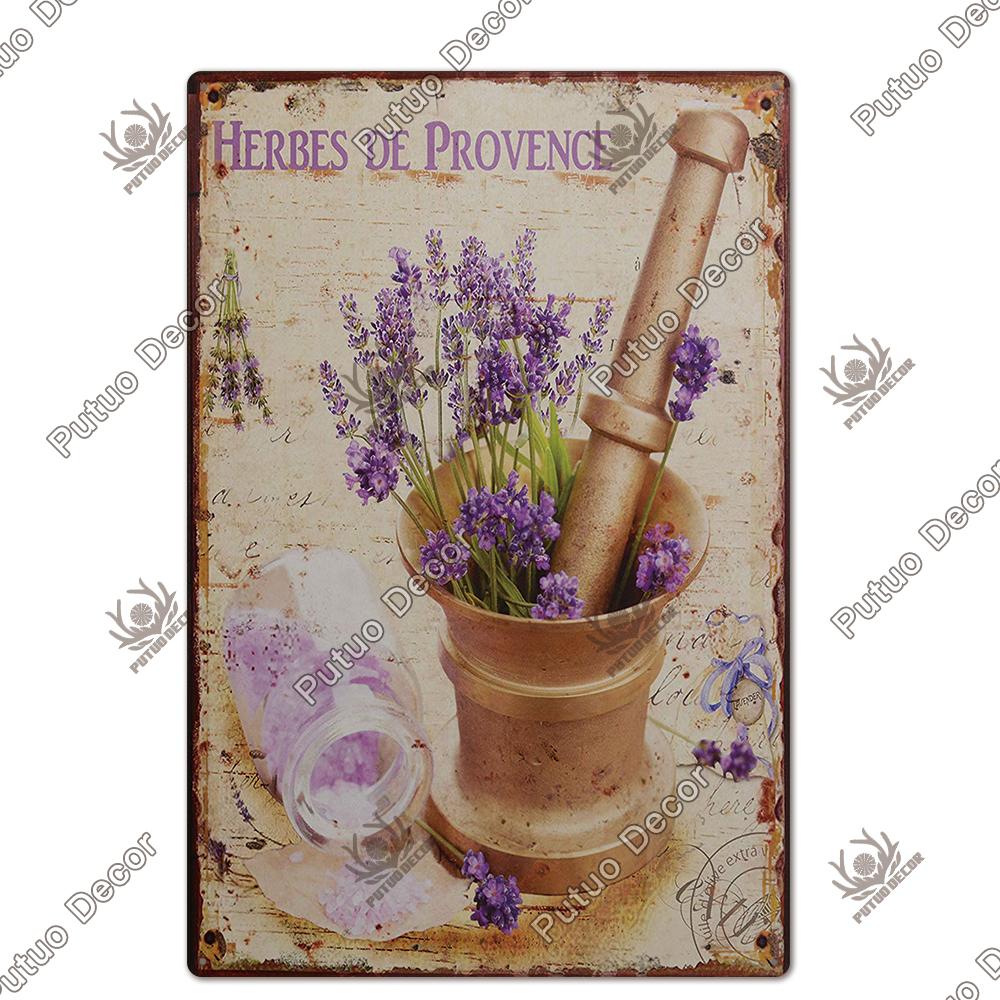 Decor Flower Plaque Metal Vintage Tin Sign Wall Decoration Posters for Home Garden Kitchen Living Room Iron Painting