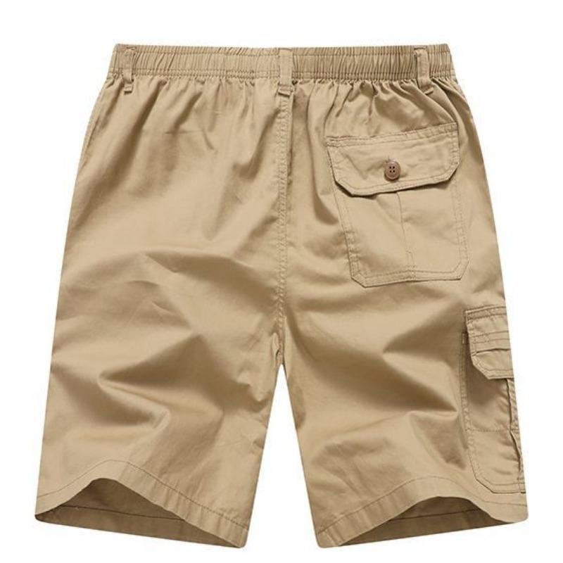 Men's Khaki Cargo Shorts Multi Button Pocket Casual Mid-Length Daily Outdoor Wear