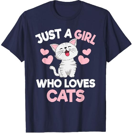 Just A Girl Who Loves Cats Cute Cat Lover Girls Kids T-Shirt