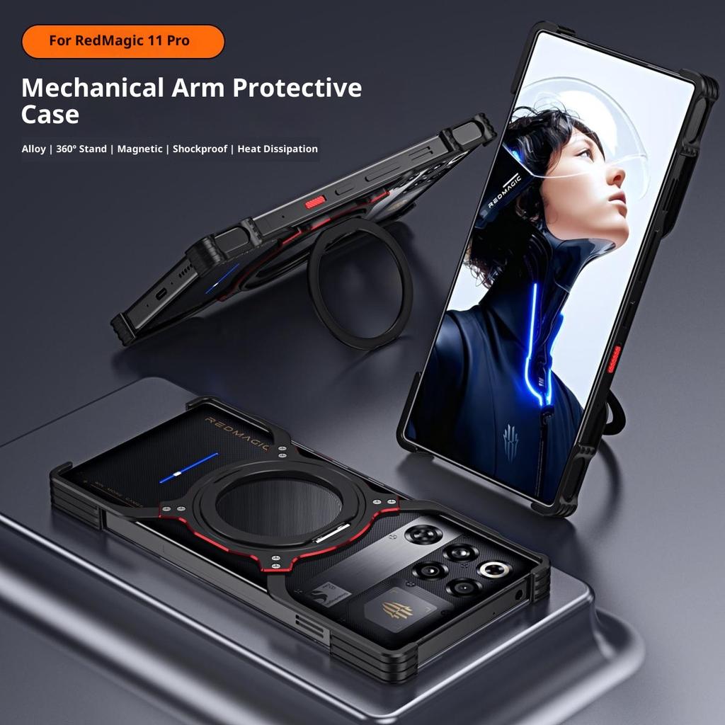 For ZTE Nubia RedMagic 11 Pro 5G/11 Pro+ 5G Case Kickstand Metal Bumper Magnetic Phone Cover