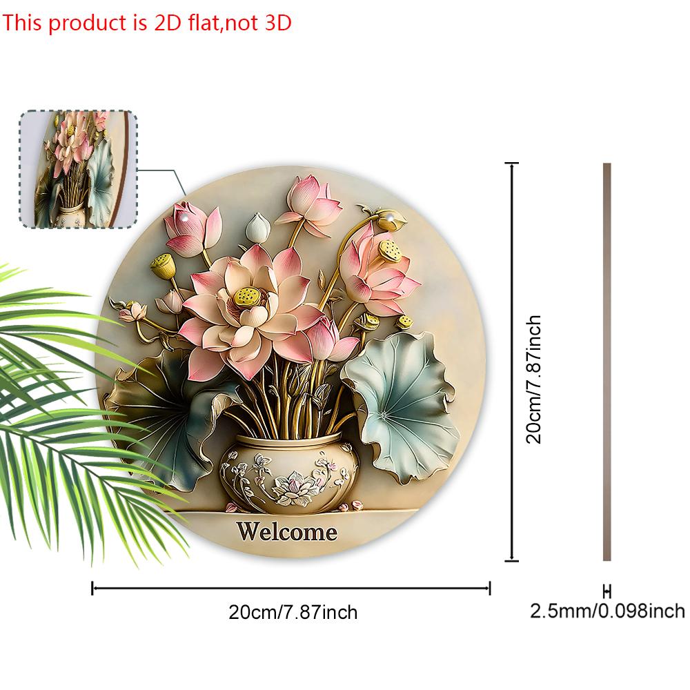 Rustic Lotus Bonsai Wooden Welcome Sign - Artistic Decorative Hanging Plaque - Ideal Home Hanging Ornament