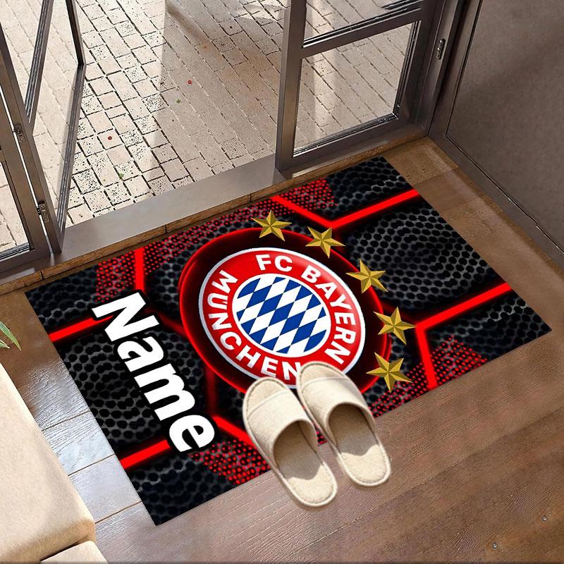 Custom Name Personalized FC Bayern Print Carpet, Versatile Home Decor Rug, for Playroom, Apartment, Balcony, Entryway, Hallway Gift
