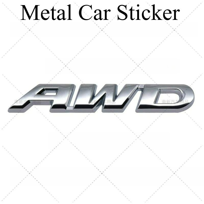 High-quality Modification 3D Metal Stickers AWD Four-wheel Drive Logos Two Sizes P Scratch Cover DIY Decoration Car Accessories