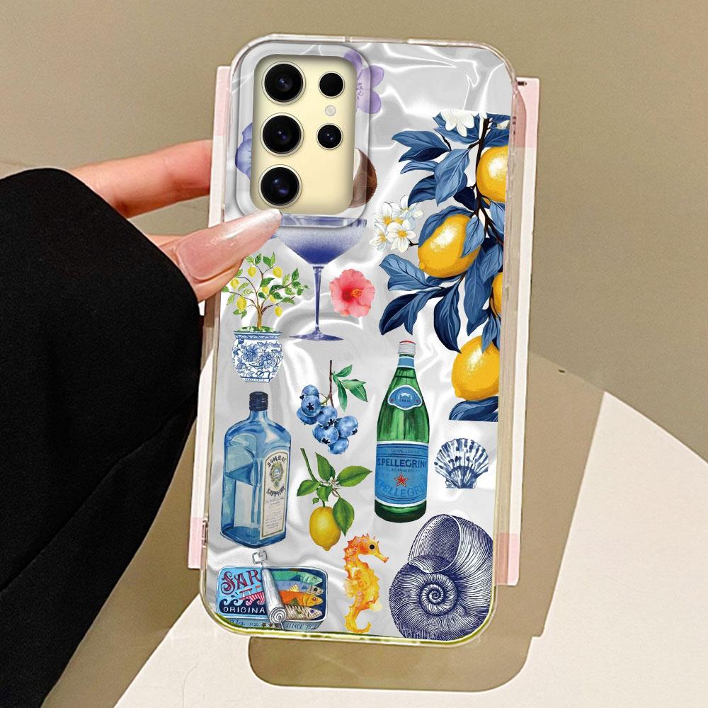 Seaside Scenery Wine Lemon Women Girls Phone Case for Samsung Galaxy S25 Edge S24 S23 S22 S21 S20 FE Plus Ultra Shell Bags Cover