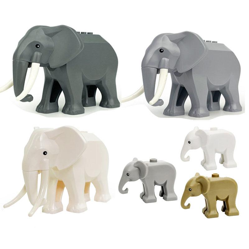 MOC Zwierzęta Zoo Klocki Słonie Tygrysy Słonie Małpy Łosie Niedźwiedzie Owce Wielbłąd Koń Krokodyl Lampart Mini Klocki DIY T11