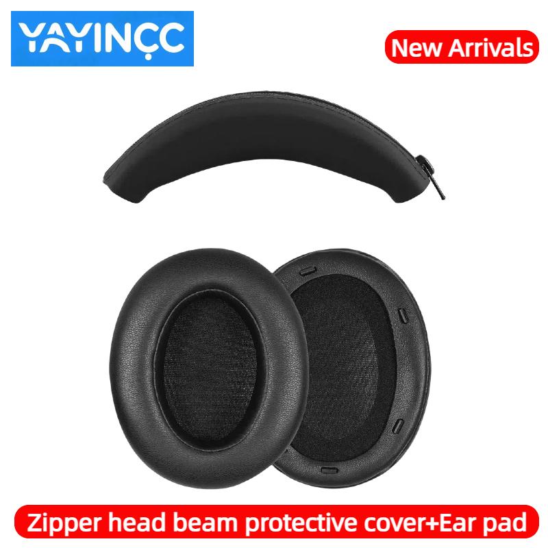 YAYINCC Replacement Soft Foam Cushion Ear Pads / Silicone zipper head beam protective cover for SONY WH-XB910N Gaming Headset