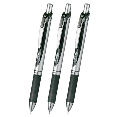 Pentel EnerGel Gel Ballpoint Pen, Retractable, 0.5mm, Black, BLN75ZA3AMZ (Set of 3)