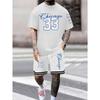 2026 Summer New Men's Short-Sleeved Set with 3D Digital Pattern Printing for Street Casual Fashion