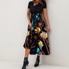Women's Summer Maxi Dress 2025 Floral Wrap V Neck Puff Short Sleeve Ruffle Beach Resort Long Dresses