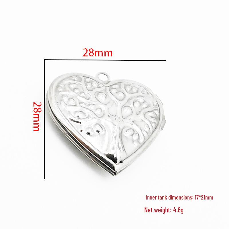 Collana Ciondolo Scatola Portafoto a Forma di Cuore, Rotonda e Quadrata in Acciaio Inossidabile Fai da Te