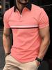 Europäisch Amerikanischer Stil Herren Sommer Polohemd Gestreiftes Sport T-Shirt Kurzarm Umlegekragen Top