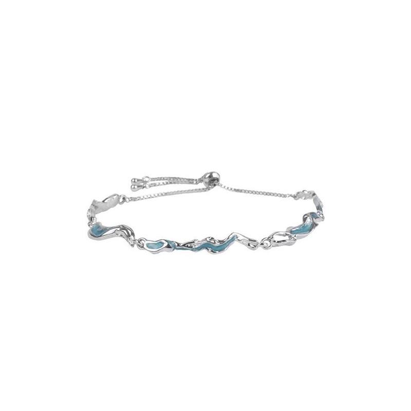 Blue Ocean Wave Women's Bracelet: Chic, Irregular Design, Luxurious and Versatile Jewelry for Couples