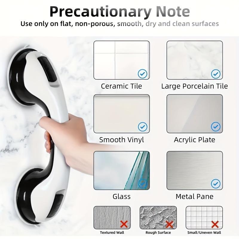 2-piece Set of 12 Inch Shower Safety Handles with Strong Suction Cups - Anti Slip Auxiliary Handles for Elderly, Bench, and Chair Support