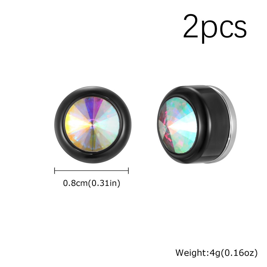 Stylish Round Zircon Non Piercing Small Earrings Stainless Steel Magnetic Ear Studs Clips for Men Punk Fashion Jewelry Gifts