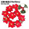2M 10LED/3.5M 10LED Christmas Poinsettia Garland Poinsettia Velvet Artificial Poinsettia Garland String Lights for Christmas Tree Decor