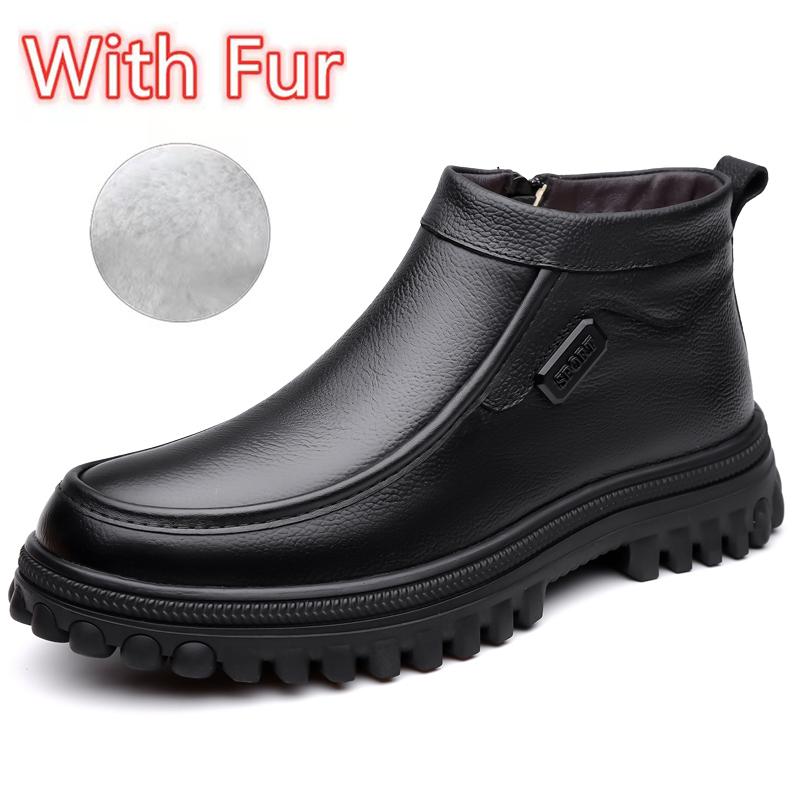 Fashion Pu Leather Casual Shoes Leisure Walk Men's Ankle Boots Stylish Brand Male Driving Shoes Warm Winter Botas Business Dress Boots
