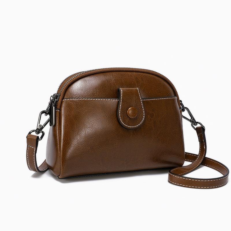 Premium Oil Wax Cowhide Small Bag New Leather Women's Bag Retro Temperament Shoulder Bag Fashion Messenger Bag