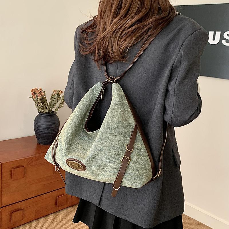 Denim messenger bag women's large capacity 2025 new high-end niche three-use shoulder tote bag backpack