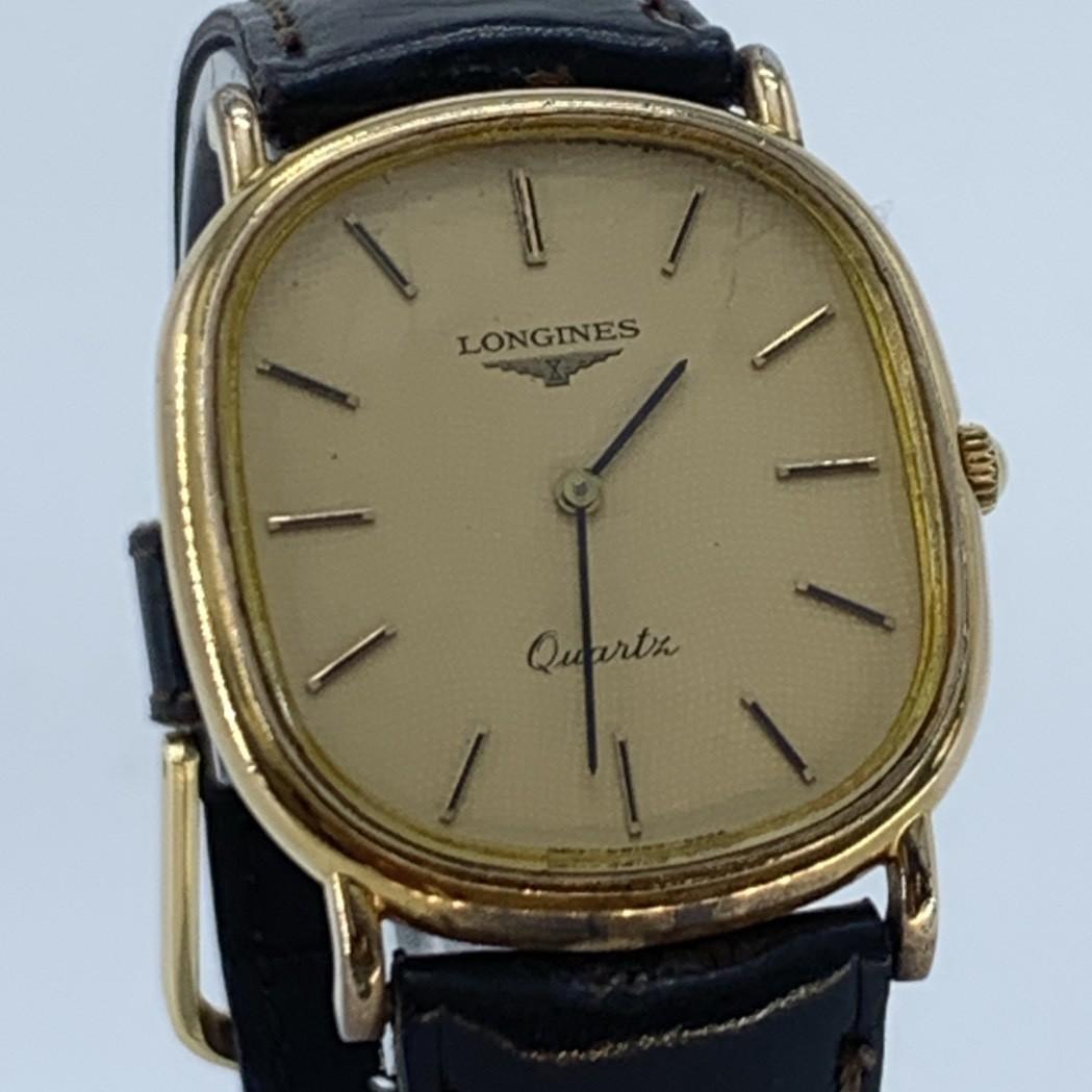 

Новые батарейки Работают хорошо LONGINES 960-6082 Кварцевые с батарейкой Квадратные Золотой циферблат Нержавеющая сталь Мужские часы 2 стрелки Легко очищены