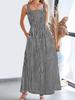 European & American Style Square Neck Plaid Shirred Dress - Fashionable Strappy Casual Women's Dress