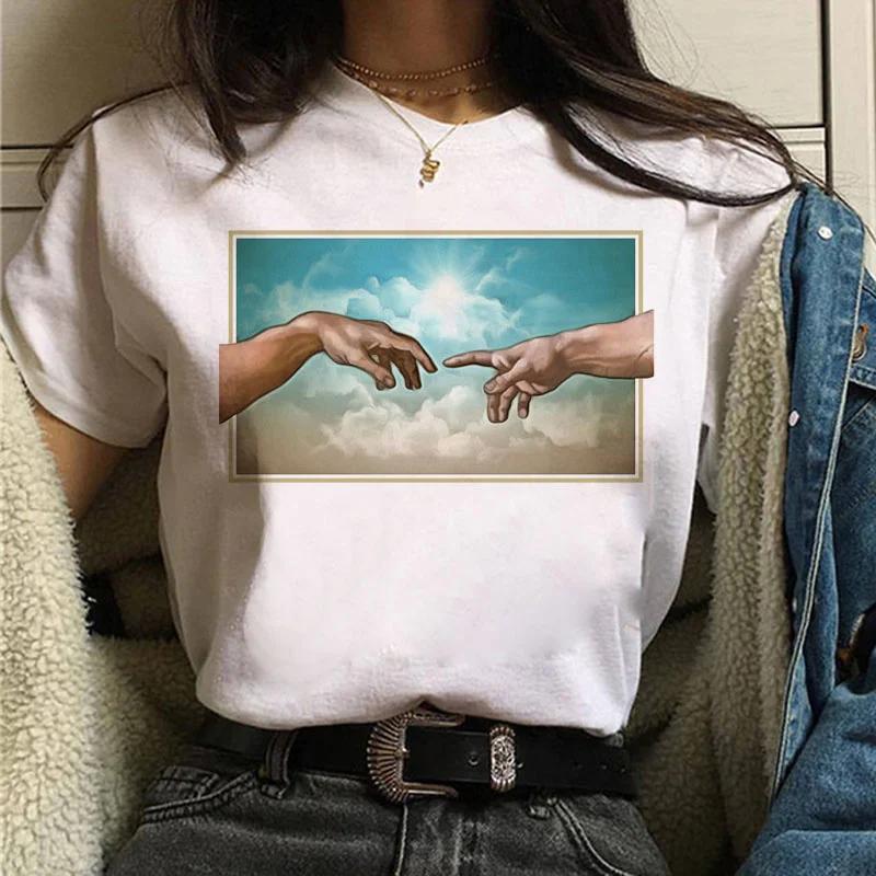 Vaporwave Michelangelo Tshirt Aesthetic T Shirt Women Fashion Harajuku Tshirt Casual Graphic T-shirt Tee Female Tops Tee Clothe