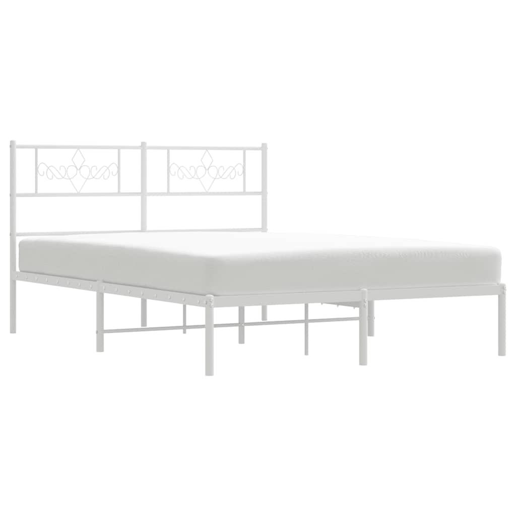 Metal Bed Frame with Headboard White 150 x 200 cm
