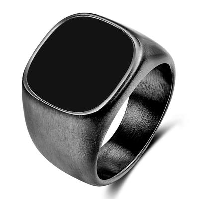 Vintage Matte Drip Oil 18K Gold Titanium Steel 16MM Ring Simple Minimalist European American Style