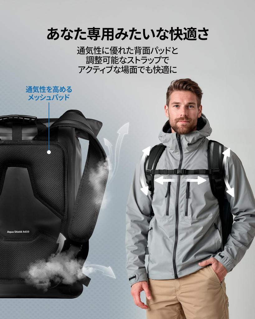Waterproof Large Size Dry 35L 4 Reflective IPX6 Waterproof Backpack A650 AMP07875 [Spigen] Backpack, Bag, Capacity, Pockets, Material, (Black)