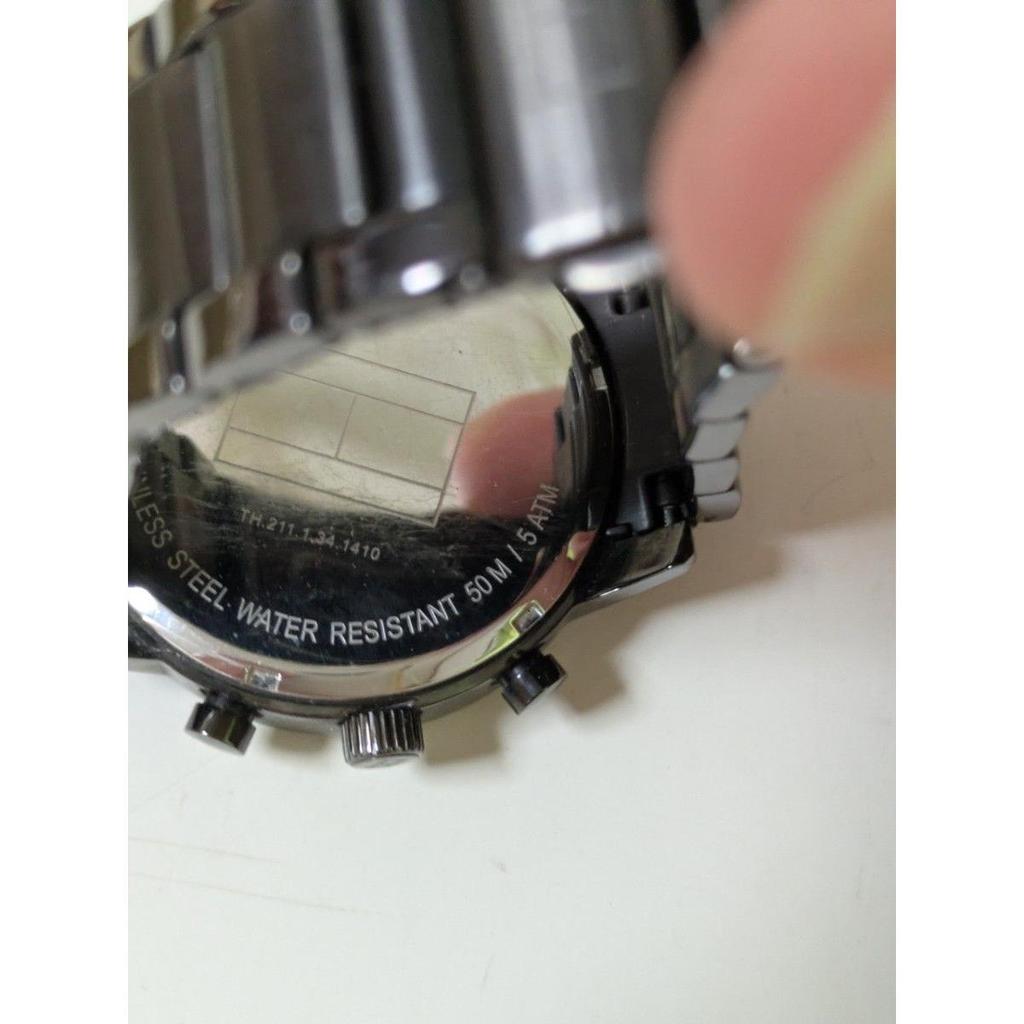 Used [Working Item] TOMMY HILFIGER Tommy Hilfiger Men's Watch Chronograph Style Gunmetal Gray [Big Face]
