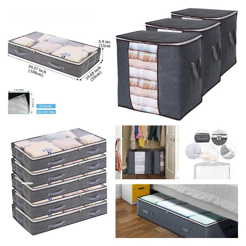 Transparent Bed Bottom Storage Box, Foldable Cotton Quilt Bag, Clothing Storage Bag, Household Wardrobe Clothes Storage Dustproof Sorting Bag