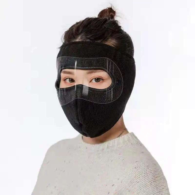 Mască de iarnă caldă unisex, scut facial, capace pentru ciclism, pentru pescuit în aer liber, mască respirabilă cu ochelari de protecție anti-aburire HD, eșarfă caldă din fleece