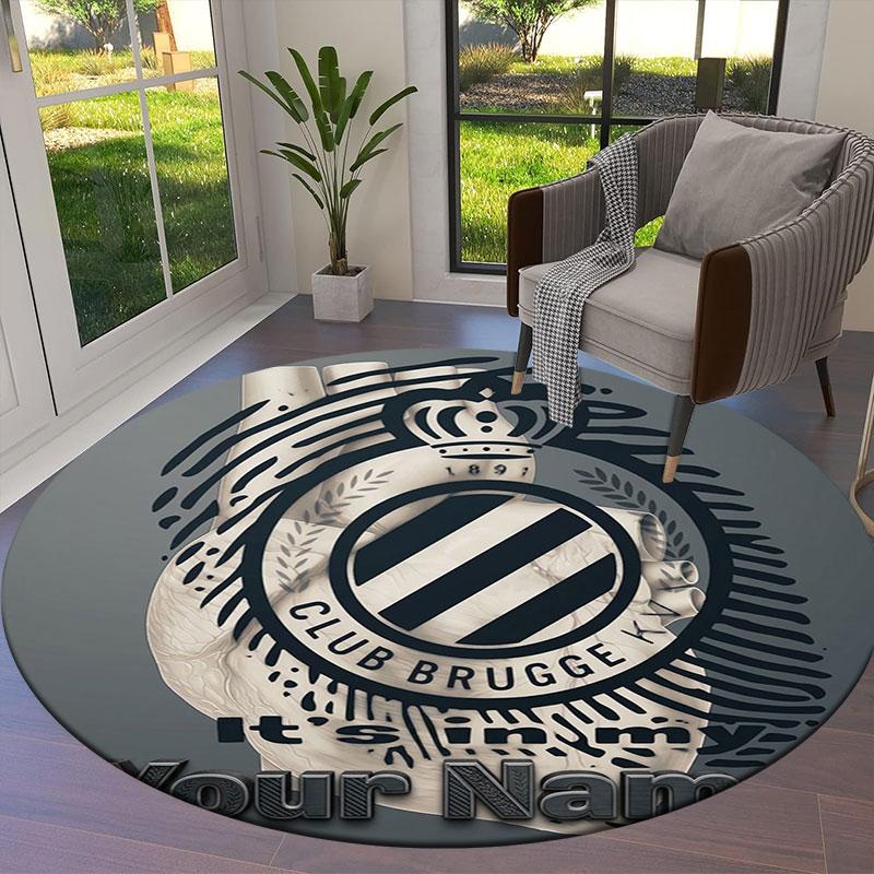 Club Brugge KV Custom Name Round Area Rug,Carpet Rug for Living Room Bedroom Sofa Playroom Decor,Non-slip Floor Mat