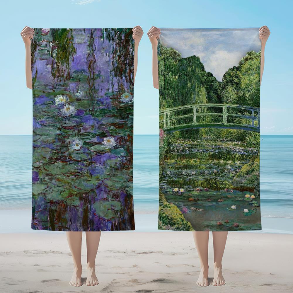 Handtuch Textil Bademantel Strand Schnelltrocknend Leicht Tragbar Camping Kunst Schwimmen M-MonetS Pool Reise