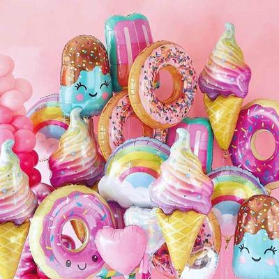 32Inch Donut Globos Foil Balloon Fruit Ice Cream Helium Balloon Birthday Party Decoration Kids Toy Sweet Digital Baby Shower KTY