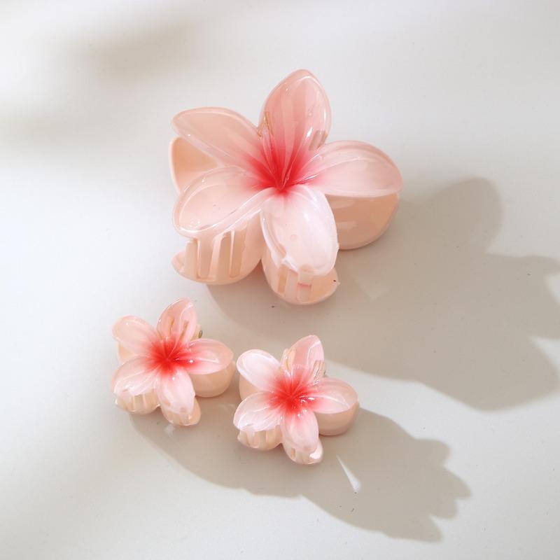 Hot-selling Set of Frangipani Scratch-off Flower Hair Clips Vacation Travel Semi-tied Hair Shark Clip Hair Accessories