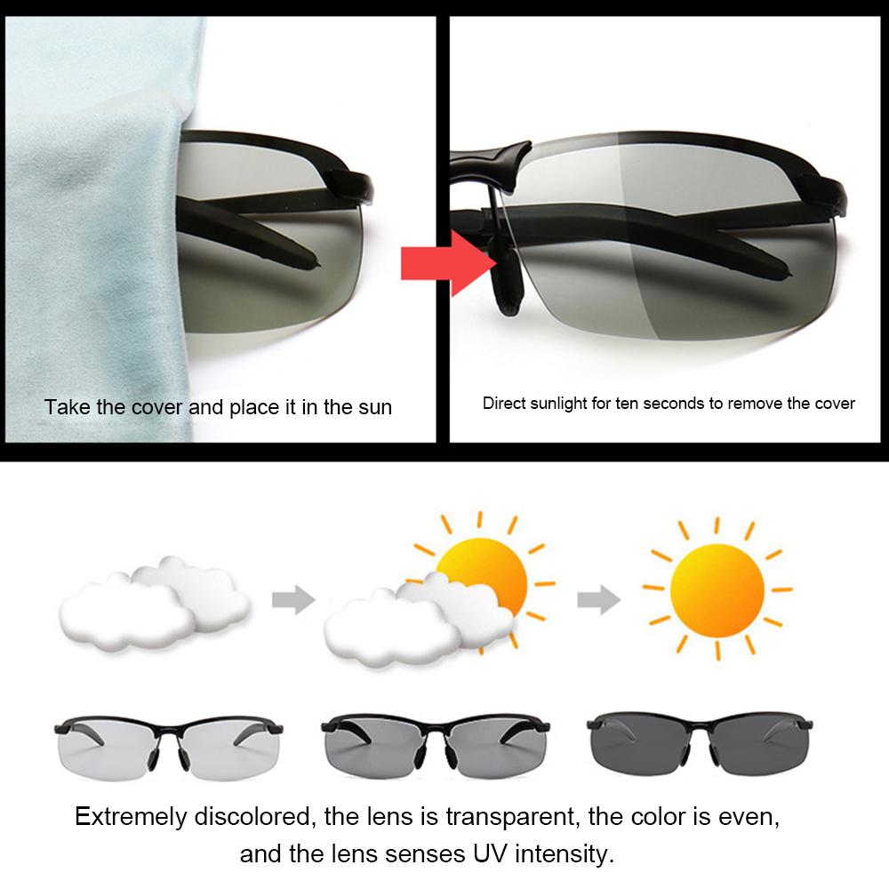 Buy Polarized Chameleon Glasses Male Change Color Sun Glasses Day Night ...