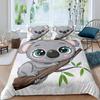 Cute Cartoon Koala Three-Piece Quilt Cover Digital Printing Bedding Set Bed Cover