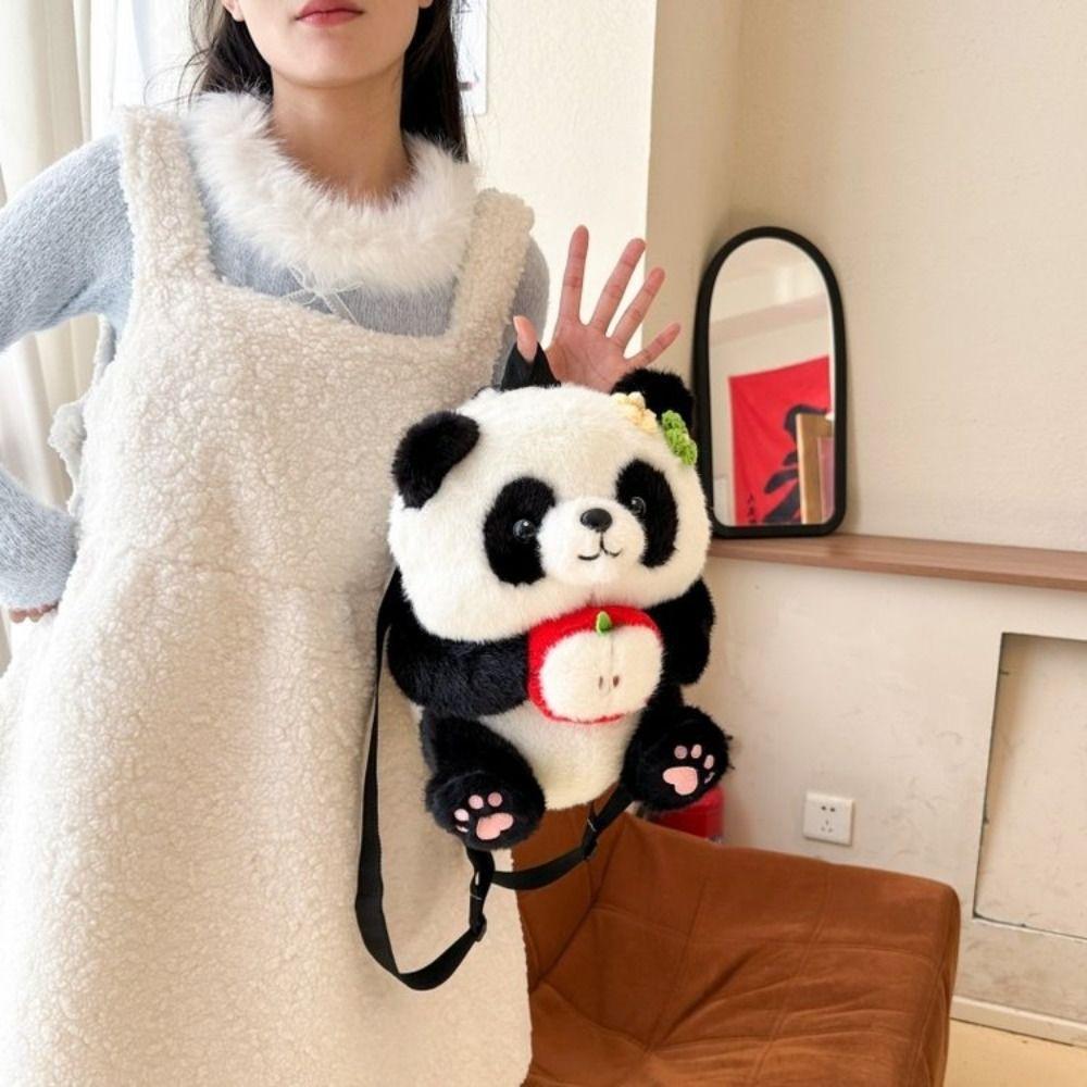 Large Capacity Panda Shaped Design Backpack Animal Doll Plush Schoolbag Kids Playing Supplies