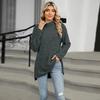 Women S High Neck Loose Long Sleeve Split T Shirt Top